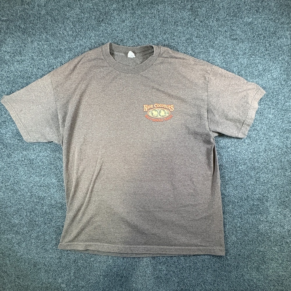 Alstyle Apparel & Activewear T-Shirt Mens XL Brown‎ Cotton Nice Coconuts Graphic